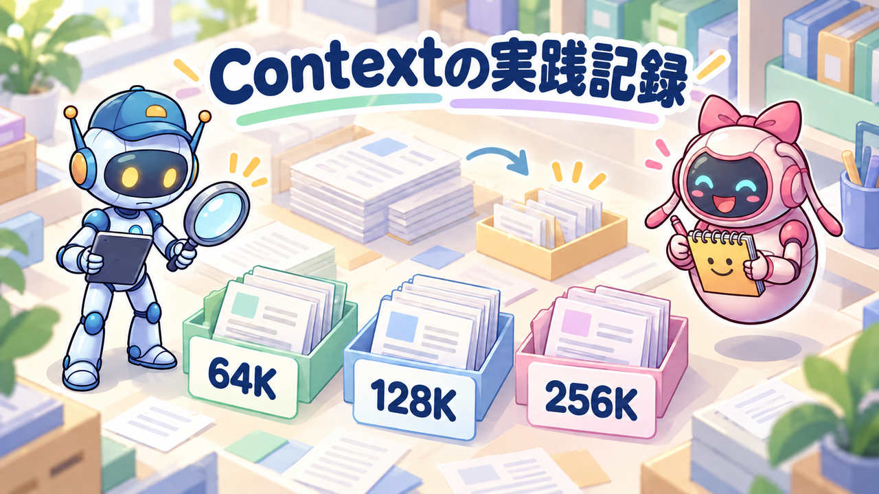 Contextの実践記録。64K・128K・256Kの資料ボックスとギア、ノート